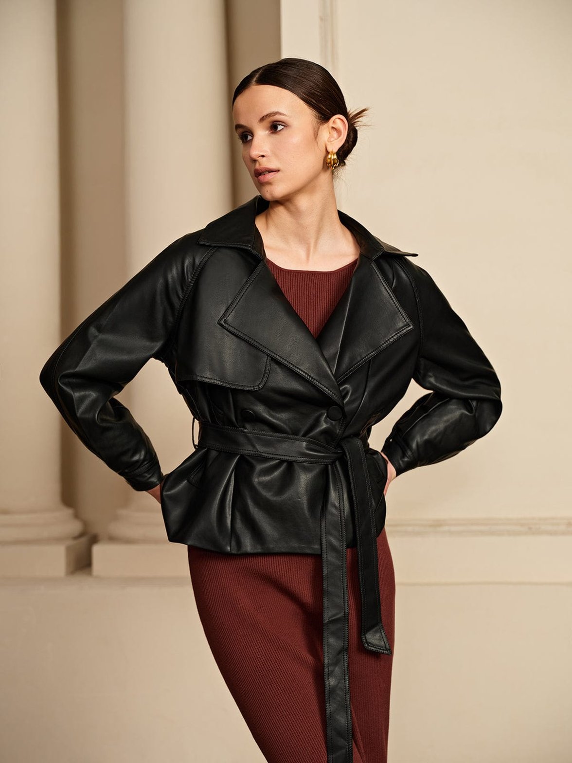 Veste en simili cuir élégante sunset