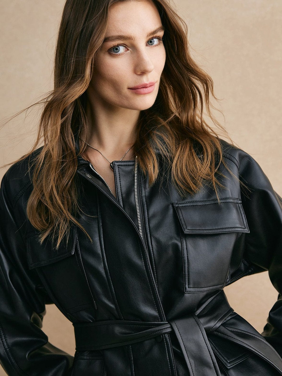Veste simili cuir élégante intemporelle