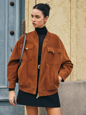 Veste daim marron détail poche lune