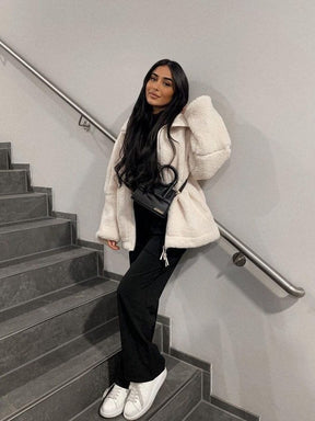 Veste teddy blanche moelleuse chaleur
