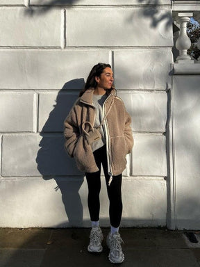 Veste teddy marron cosy tendance