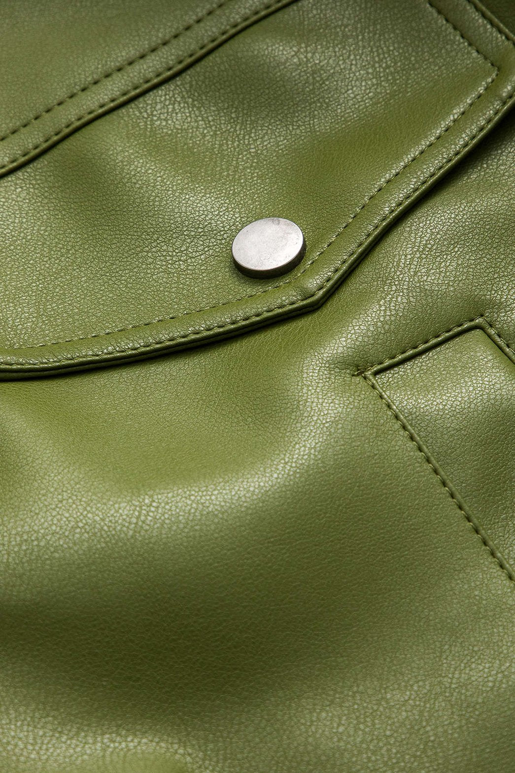 Veste simili cuir vert olive vue de côté frais