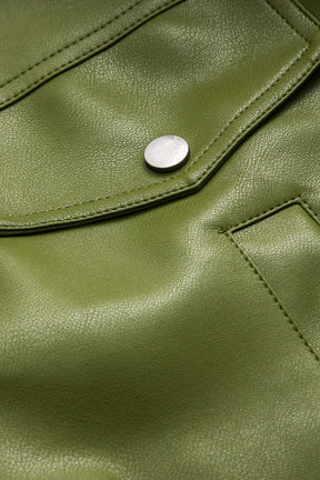 Veste simili cuir vert olive vue de côté frais
