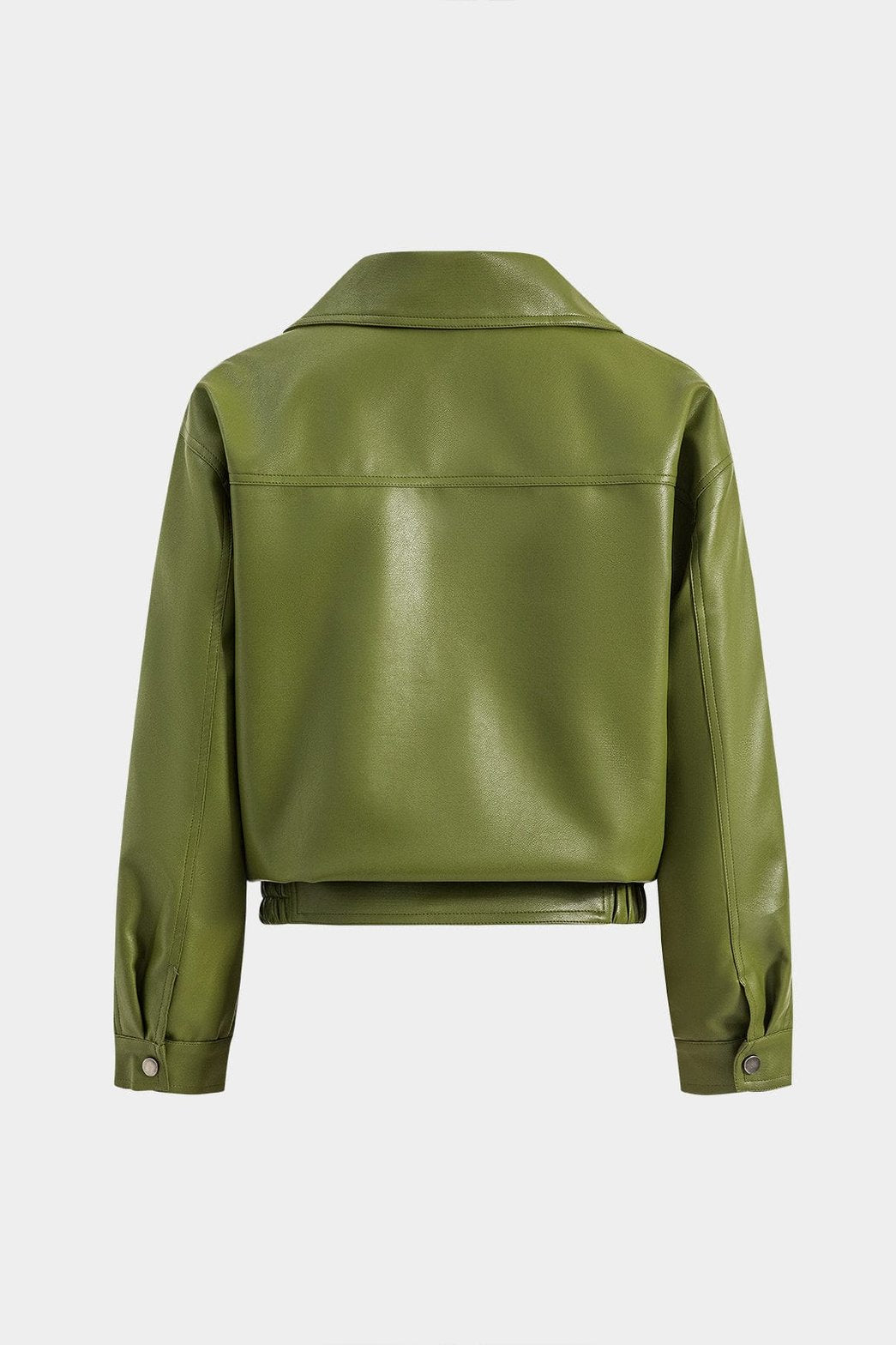 Veste simili cuir vert olive vue de dos léger