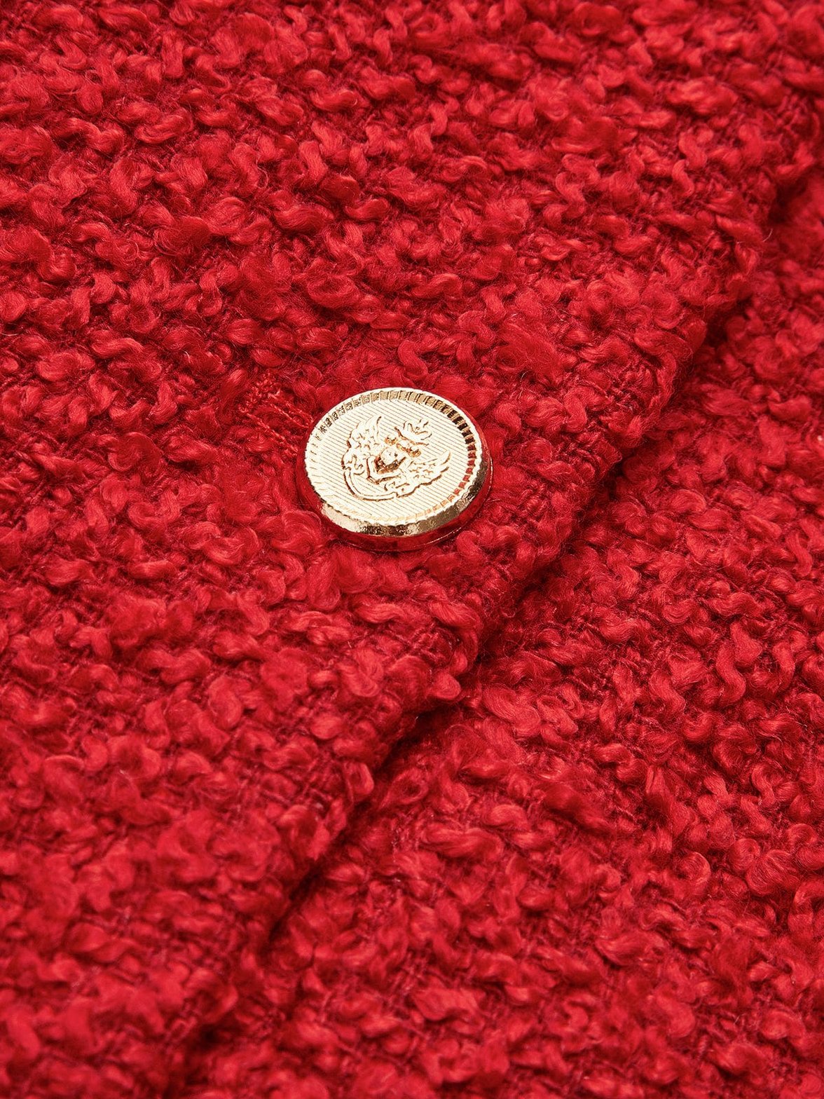 Veste tweed rouge vue latérale style