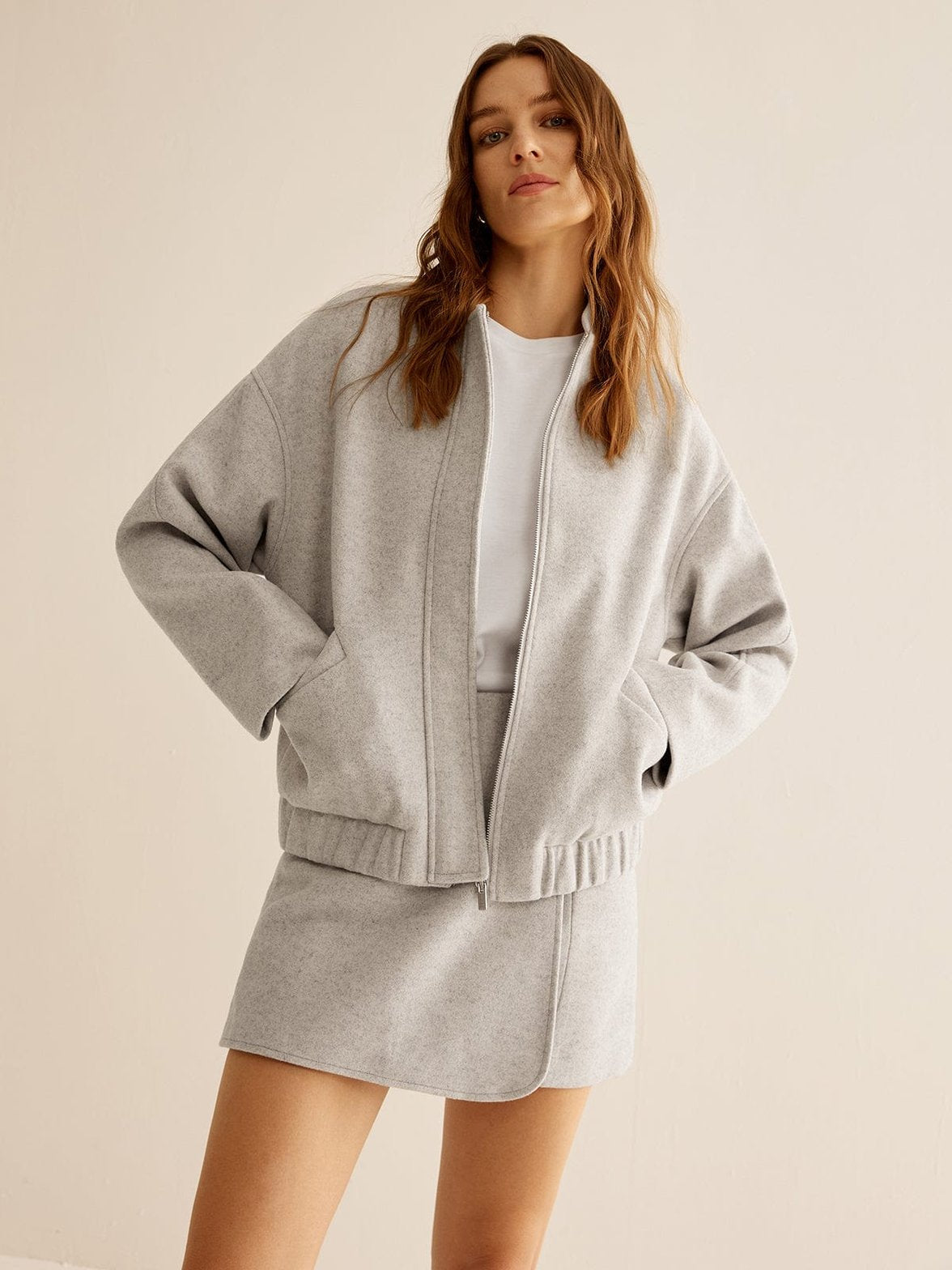 Veste tweed grise élégante douceur