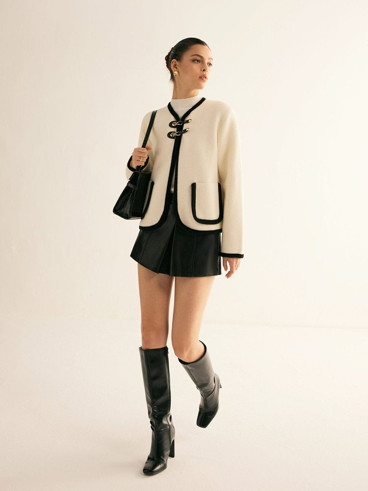 Veste tweed vue de profil cristal