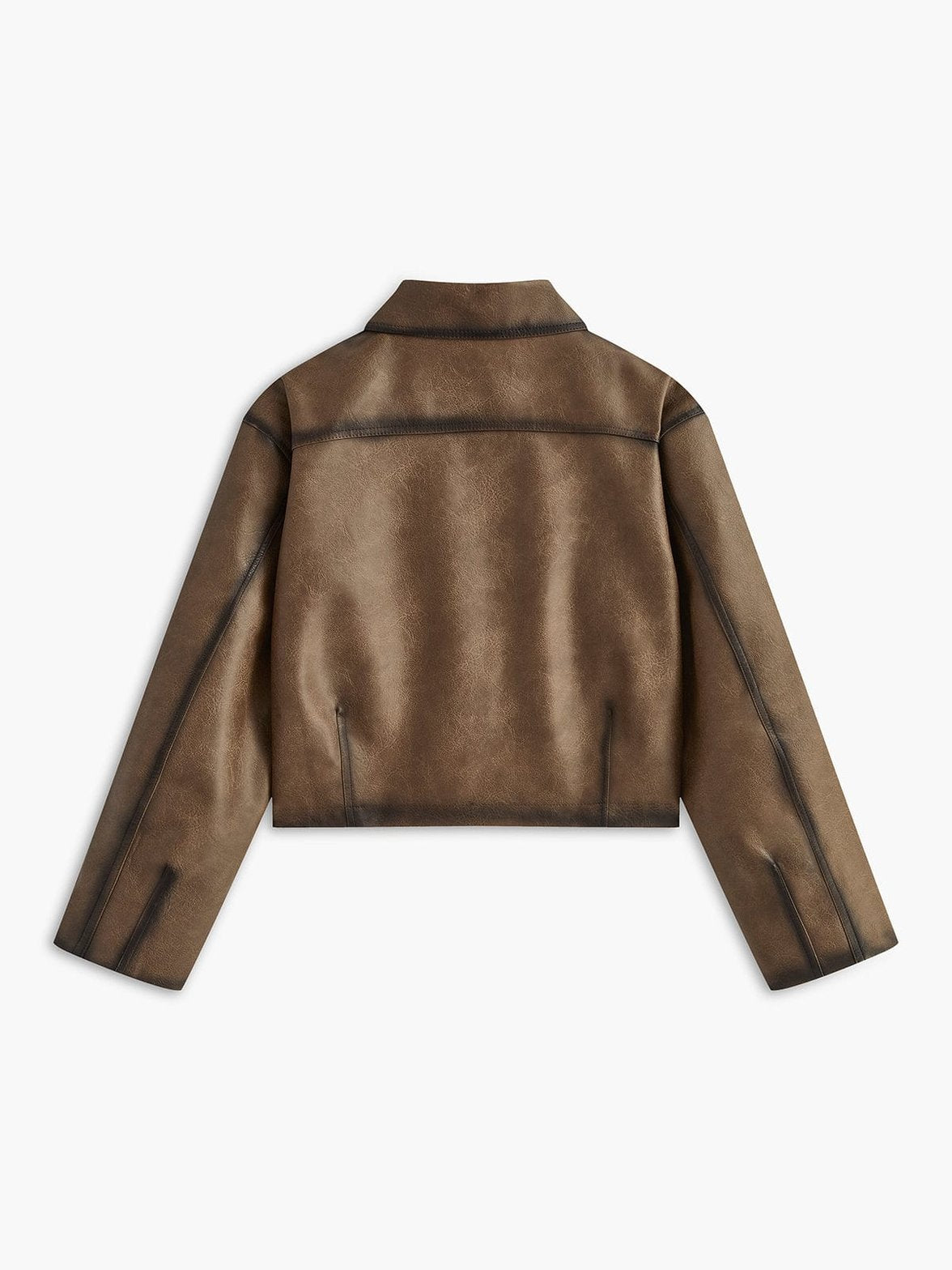 Veste vintage en simili cuir vue de profil pluie
