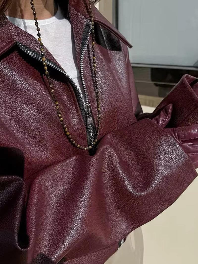 Veste zippée bordeaux vue de dos velours
