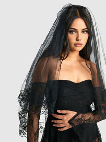 Voile gothique noir long mystique