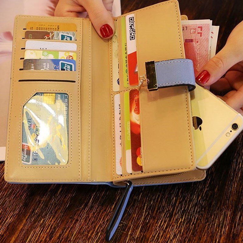 Portefeuille cuir beige jolieandjuliette multifonction avec rangements pour cartes et téléphone