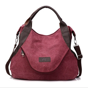 Sac à main bordeaux jolieandjuliette en toile et cuir style hobo avec bandoulière