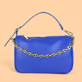 Sac à main bandoulière cuir bleu royal jolieandjuliette avec chaîne dorée