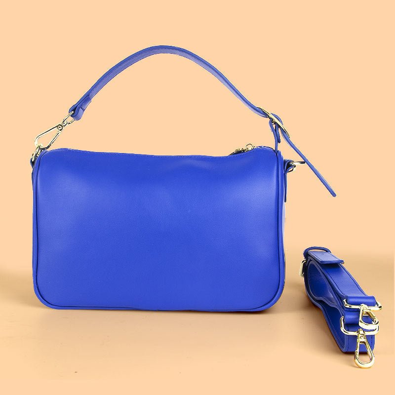 Sac bandoulière cuir bleu royal jolieandjuliette élégant avec lanière détachable