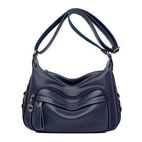 Sac bandoulière en cuir marine jolieandjuliette multipoches élégant pour femme