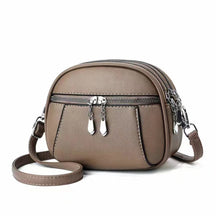 Sac bandoulière cuir taupe jolieandjuliette compact zips multiples femme élégant