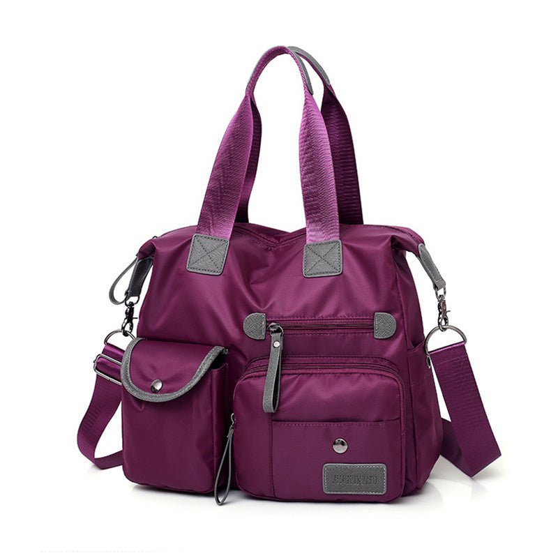 Sac à main prune jolieandjuliette en nylon multipoches bandoulière pratique femme