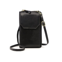 Sac bandoulière noir jolieandjuliette compact élégant effet croco femme tendance