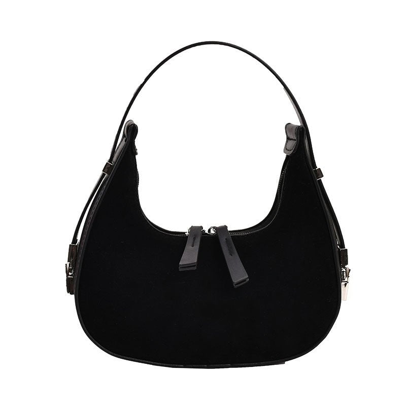 Sac bandoulière noir demi-lune jolieandjuliette élégant avec fermeture éclair