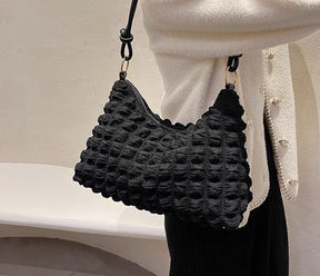 Sac bandoulière noir texturé jolieandjuliette élégant à bulles femme tendance