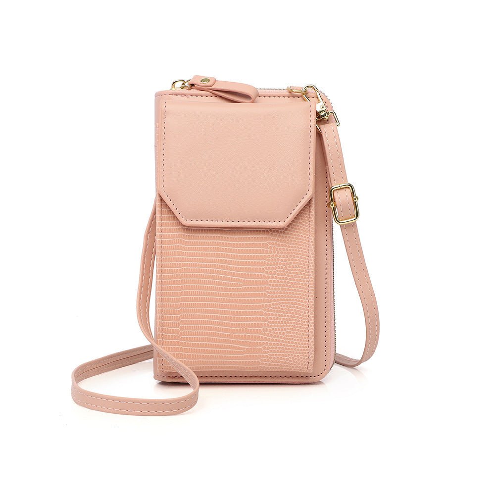 Sac bandoulière rose poudré jolieandjuliette texture croco compact élégant femme