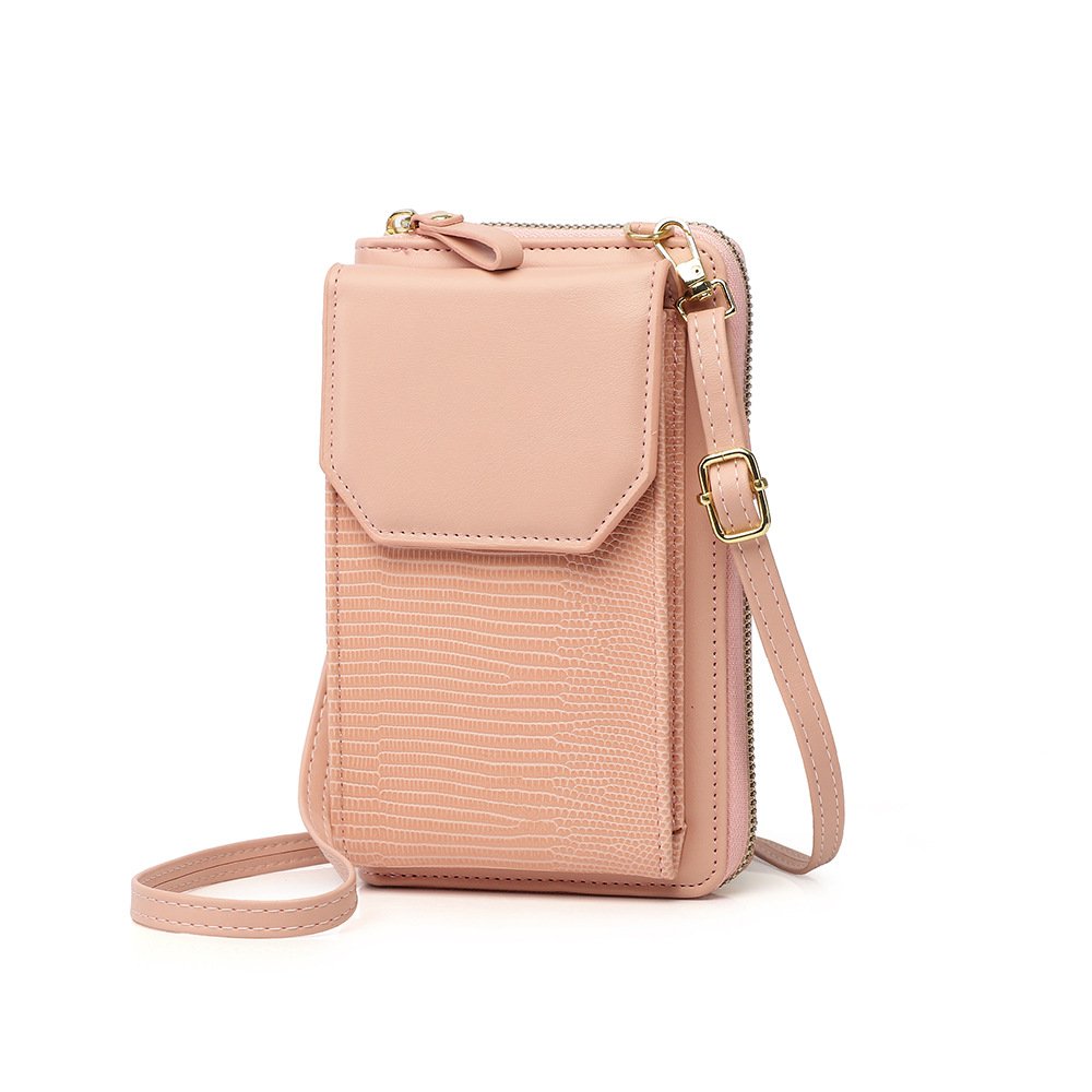 Sac bandoulière rose poudré jolieandjuliette compact texture croco élégant femme