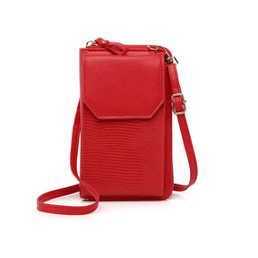 Sac bandoulière rouge jolieandjuliette en cuir texturé pour smartphone élégant et pratique