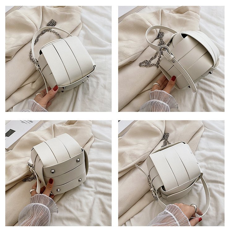 Sac mini bucket blanc cassé jolieandjuliette élégant poignée chaîne 4 vues