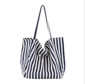 Sac cabas rayé bleu et blanc jolieandjuliette grand format plage été