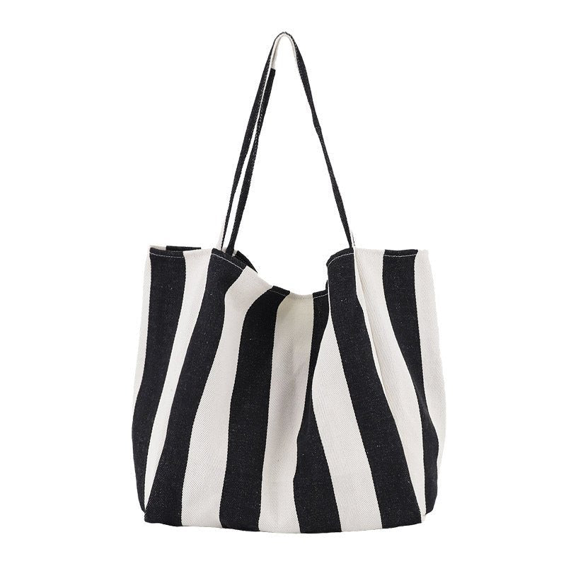 Sac cabas rayé noir et blanc jolieandjuliette grand format élégant chic