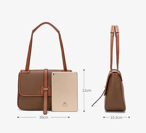 Sac à main cuir bicolore marron camel jolieandjuliette spacieux pour iPad