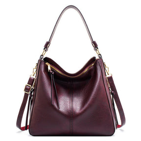 Sac hobo bordeaux en cuir jolieandjuliette avec bandoulière et détails dorés