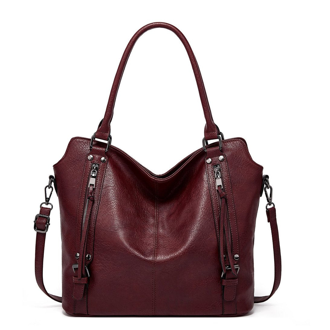 Sac à main cuir bordeaux jolieandjuliette zippé bandoulière amovible élégant femme