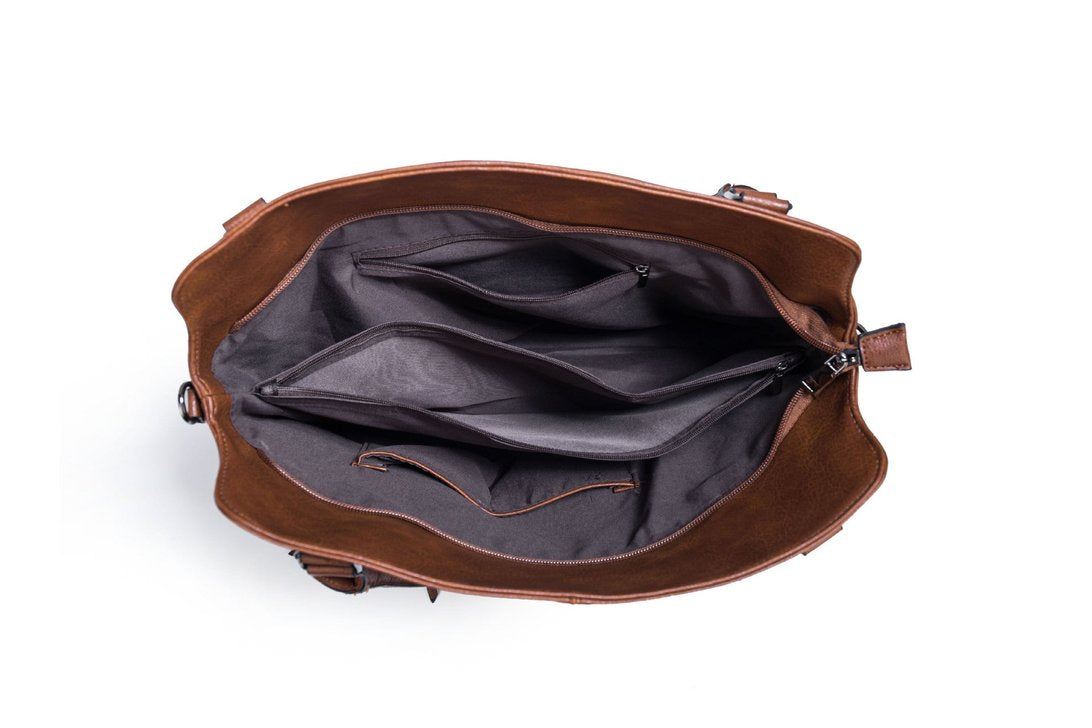 Intérieur spacieux sac cuir cognac jolieandjuliette multiples poches fonctionnelles