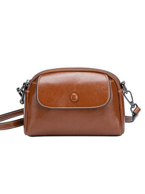 Sac à main cuir cognac jolieandjuliette mini crossbody compact élégant fermeture éclair