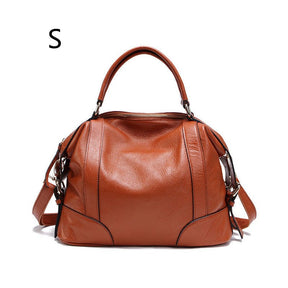 Sac à main en cuir marron cognac jolieandjuliette style bowling élégant pour femme