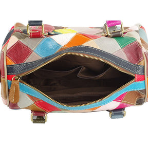 Sac à main cuir patchwork multicolore jolieandjuliette intérieur spacieux fermeture éclair