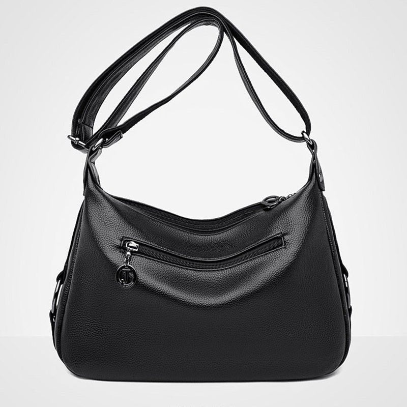 Sac bandoulière cuir noir jolieandjuliette zippé élégant pour femme