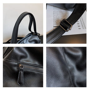 Sac à main cuir noir jolieandjuliette détails fermeture texture grainée élégant