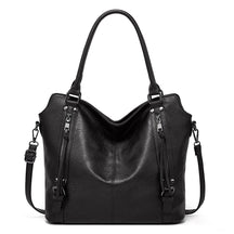 Sac à main cuir noir jolieandjuliette fourre-tout élégant double fermeture éclair bandoulière amovible