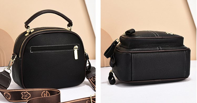 Sac à main cuir noir rond jolieandjuliette bandoulière détachable élégant compact