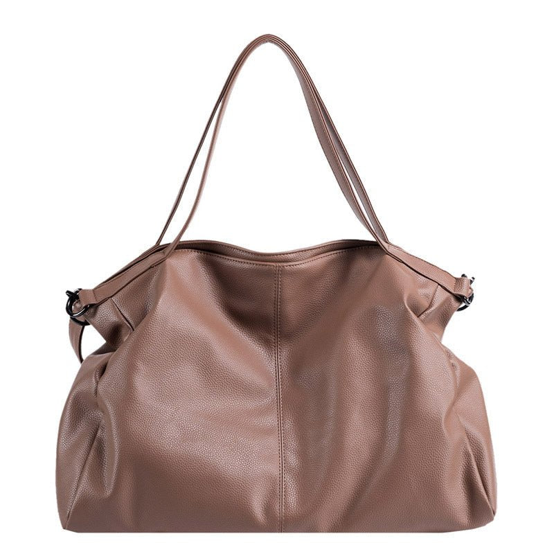 Sac fourre-tout taupe jolieandjuliette en cuir souple grand format élégant