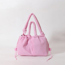 Sac fourre-tout rose pastel matelassé jolieandjuliette avec cordons ajustables et poignées doubles