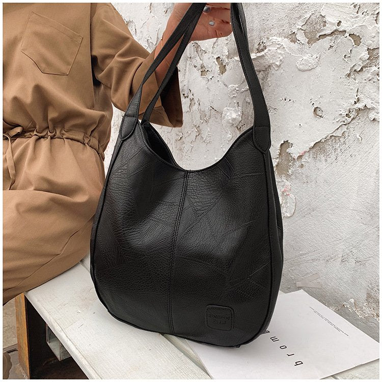 Sac hobo cuir noir jolieandjuliette grand format épaule style vintage femme