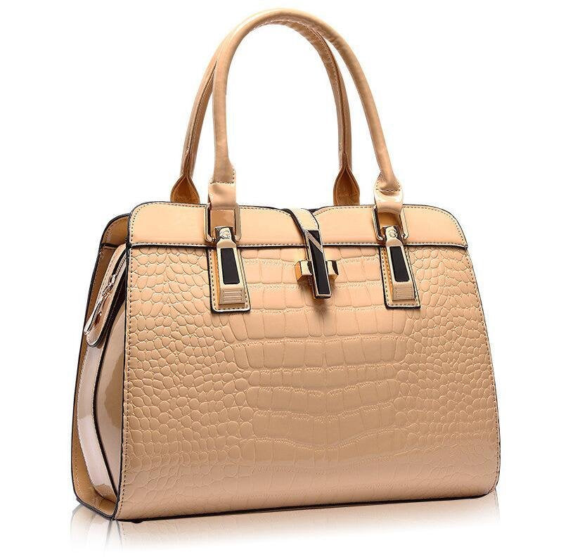 Sac à main beige effet croco jolieandjuliette élégant fourre-tout femme