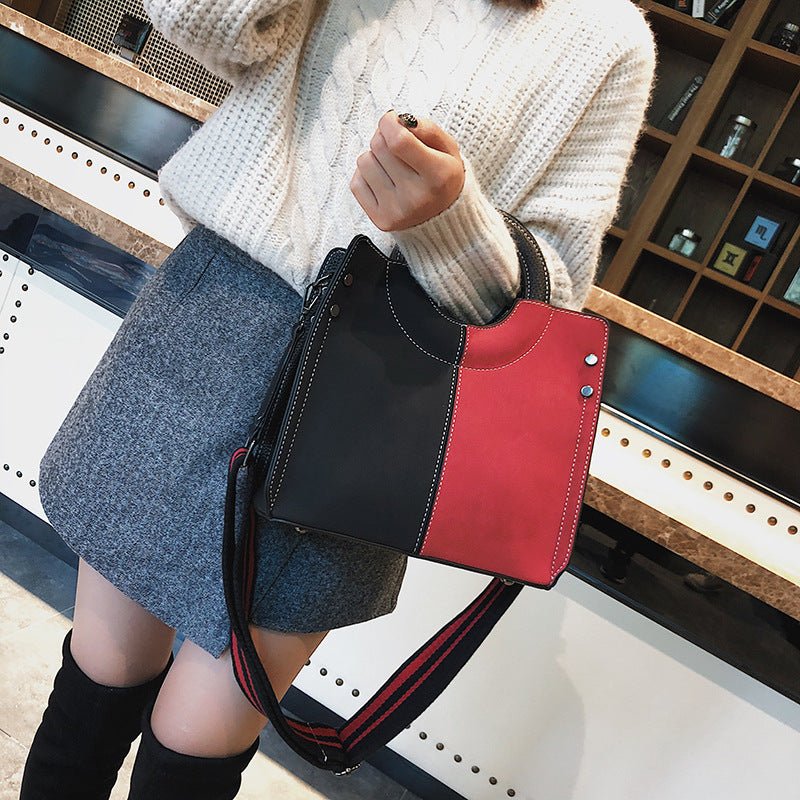 Sac à main bicolore noir et rouge jolieandjuliette élégant pour tenue d'hiver femme