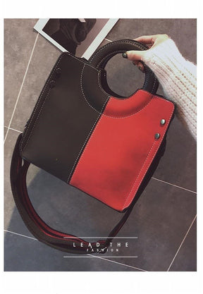 Sac à main bicolore noir et rouge jolieandjuliette avec poignée ronde élégant