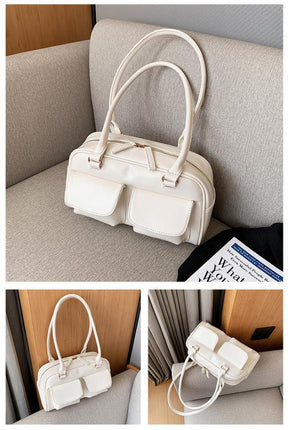 Sac à main blanc crème jolieandjuliette élégant double poche anse longue