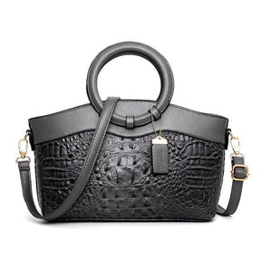 Sac à main jolieandjuliette en cuir noir effet croco luxueux avec bandoulière