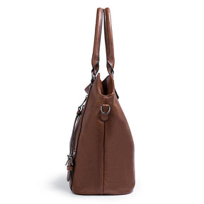 Sac à main en cuir marron jolieandjuliette élégant vue de profil